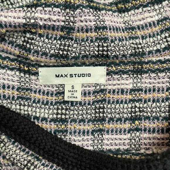 Max Studio Turtleneck Tunic Top Pullover Size Small S Plaid Black and Pink - Picture 3 of 5